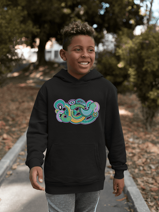 Te Tihi o Kahukura - Kids Hoodie (Green Design) - River Jayden Art